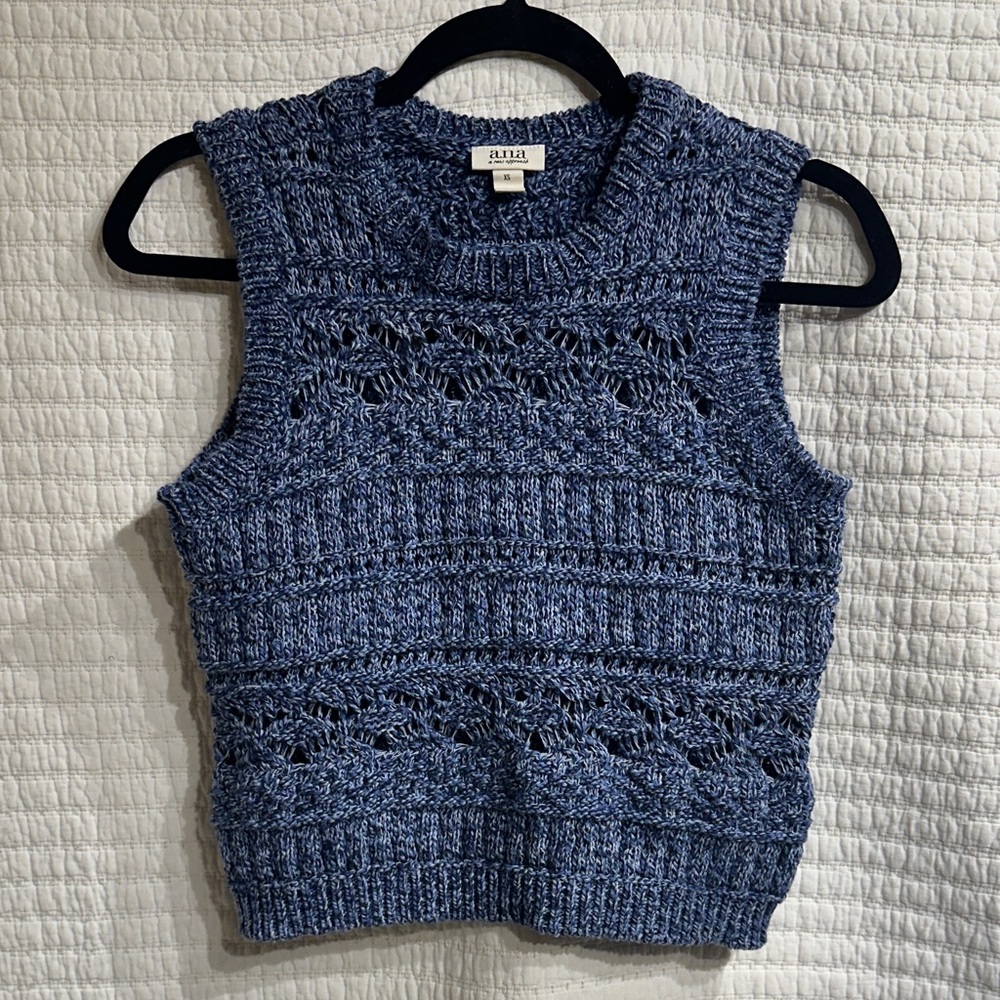 a.n.a Blue Knit Sleeveless Top